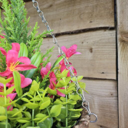 Best Artificial Pink Mini Daffodil Flower Display In 10 Inch Woven Decorative Hanging Basket - thumbnail 4