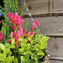 Best Artificial Pink Mini Daffodil Flower Display In 10 Inch Woven Decorative Hanging Basket - thumbnail 2