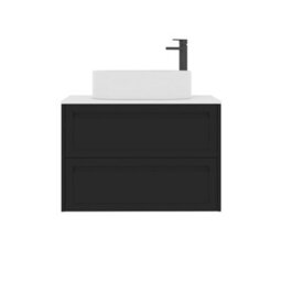 Royal Bathrooms Royal Bathroom Elmore 800mm Matt Nocturne Black Wall Mounted Bathroom Vanity Unit 2 Drawer Plain White Worktop With Peak Basin - thumbnail 7