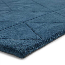 Teal Chequered , Geometric Luxurious , Modern , Plain , Wool Easy To Clean Rug For Bedroom, Living Room - 120Cm X 170Cm - thumbnail 2