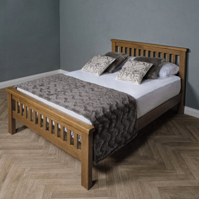 Elm Home And Garden 4'6 Double And 5Ft King Size Rustic Oak Wooden Bed Frame - image 1