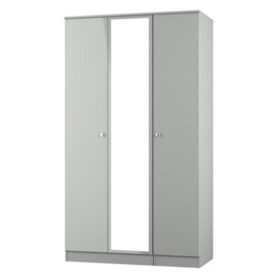Yarmouth Ready Assembled Modern Black & White Tall Triple Wardrobe With 1 Mirror Door (H)1960mm (W)1108mm (D)530mm - image 1