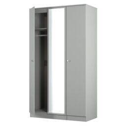 Yarmouth Ready Assembled Modern Black & White Tall Triple Wardrobe With 1 Mirror Door (H)1960mm (W)1108mm (D)530mm - thumbnail 2