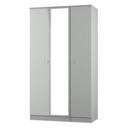 Yarmouth Ready Assembled Modern Black & White Tall Triple Wardrobe With 1 Mirror Door (H)1960mm (W)1108mm (D)530mm - thumbnail 1