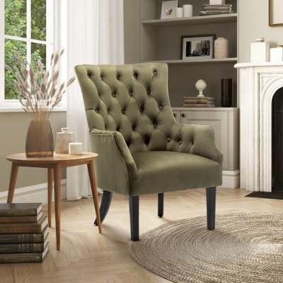 Velvet Sage Green Gabriella Accent Chair - image 1