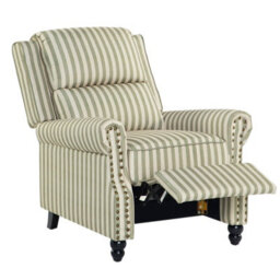 Living And Home Vintage Style Single Sofa Recliner Chair Armchair With Footrest, Light Green And Beige White - thumbnail 4