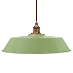 Mint Green Large Chancery Painted Dome Pendant Light With Antique Copper Lamp Holder And Brown Twisted Cable - Se Home - thumbnail 1