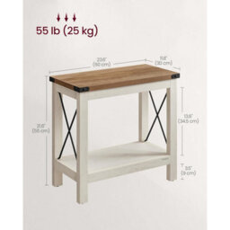 Country Style Side Table, End Table With Storage Shelf, Bedroom Nightstand, Farmhouse Decor, Rustic White And Honey Brown - thumbnail 2