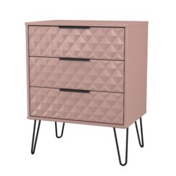 Anzio Matt Kobe Pink No Effect 3 Drawer Chest (H)737mm (W)575mm (D)395mm - thumbnail 3