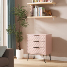 Anzio Matt Kobe Pink No Effect 3 Drawer Chest (H)737mm (W)575mm (D)395mm