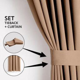 Ameha Plain Thermal Thick Blackout Eyelet Curtain For Living Room Ready Made Ring Top Beige Curtain Pair 90''x108'' Home Decor Uk - thumbnail 5