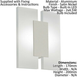 Satin Nickel Wall Light With Led Bulbs For Warm White Illumination - thumbnail 2