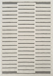 Freya Living Room Area Rug Contemporary 3D Embossed Modern Stripe Bar Design - Cream 160Cm X 230Cm - thumbnail 2