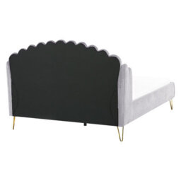 Beliani Bed Velvet Ambillou 160 X 200 Cm (Eu King Size) Light Grey - thumbnail 6