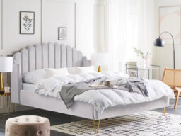Beliani Bed Velvet Ambillou 160 X 200 Cm (Eu King Size) Light Grey - thumbnail 2