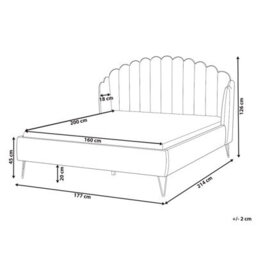 Beliani Bed Velvet Ambillou 160 X 200 Cm (Eu King Size) Light Grey - thumbnail 3