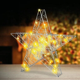 Christmas 30 Warm White Led Wire Star Light Battery Operated Indoor Decorative 3D Star Lights Xmas Ornaments - thumbnail 1