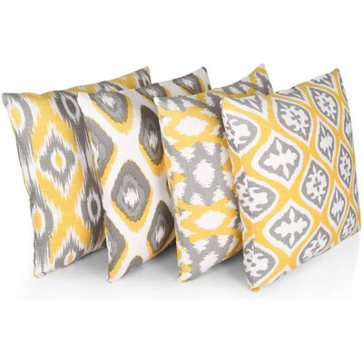 Penguin Home 100% Cotton Set Of 4 Decorative Double Sided Square Cushion Covers - image 1