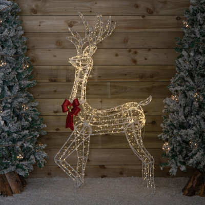 Samuel Alexander 1.48M Light Up Acrylic Christmas Deer Decoration With Red Bow And 940 Warm White Leds - image 1