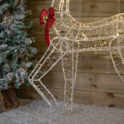 Samuel Alexander 1.48M Light Up Acrylic Christmas Deer Decoration With Red Bow And 940 Warm White Leds - thumbnail 6