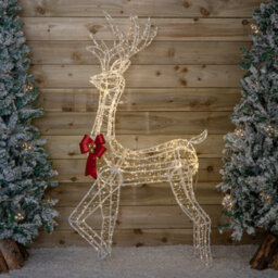Samuel Alexander 1.48M Light Up Acrylic Christmas Deer Decoration With Red Bow And 940 Warm White Leds - thumbnail 3