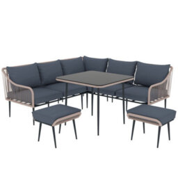 Outsunny 6 Piece Garden Furniture Set Garden Sofa With Cushions, Light Brown - thumbnail 2