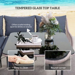 Outsunny 6 Piece Garden Furniture Set Garden Sofa With Cushions, Light Brown - thumbnail 6