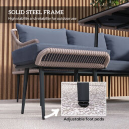 Outsunny 6 Piece Garden Furniture Set Garden Sofa With Cushions, Light Brown - thumbnail 5