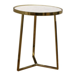 Contemporary Round 3 Leg Coffee Table With Marble Top, 400mm X 510mm - Brass/marble - Balterley