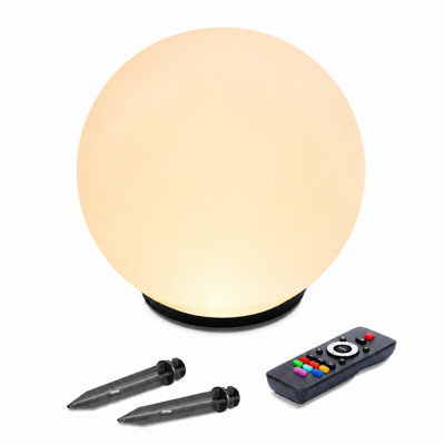 Gwsolar Solar Ball Light 30Cm Rgb Colour Changing Globe, 100Lm Warm White With Remote Control, Ip65 For Garden Lawn Patio Path - image 1