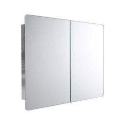 Ibathuk Malmo Wall Mounted Stainless Steel Bathroom Mirror Cabinet, Modern Double Door Storage Unit With 3 Shelves, 600 X 800mm - thumbnail 1