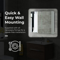 Ibathuk Malmo Wall Mounted Stainless Steel Bathroom Mirror Cabinet, Modern Double Door Storage Unit With 3 Shelves, 600 X 800mm - thumbnail 5