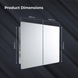 Ibathuk Malmo Wall Mounted Stainless Steel Bathroom Mirror Cabinet, Modern Double Door Storage Unit With 3 Shelves, 600 X 800mm - thumbnail 4