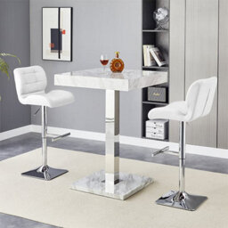 Furniture in Fashion Topaz Magnesia Effect High Gloss Bar Table 2 Candid White Stools - thumbnail 1