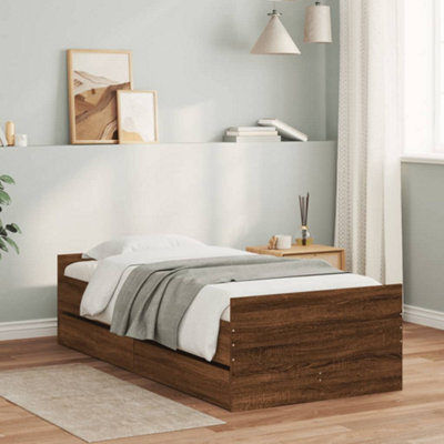 Berkfield Bed Frame With Drawers Without Mattress Brown Oak 100X200 Cm - image 1