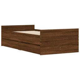 Berkfield Bed Frame With Drawers Without Mattress Brown Oak 100X200 Cm - thumbnail 4