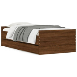 Berkfield Bed Frame With Drawers Without Mattress Brown Oak 100X200 Cm - thumbnail 2