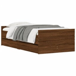 Berkfield Bed Frame With Drawers Without Mattress Brown Oak 100X200 Cm - thumbnail 3