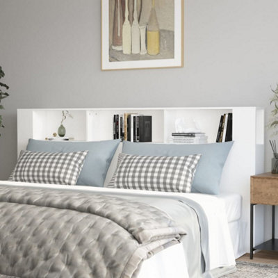 Berkfield Headboard Cabinet White 220X18.5X104.5 Cm - image 1