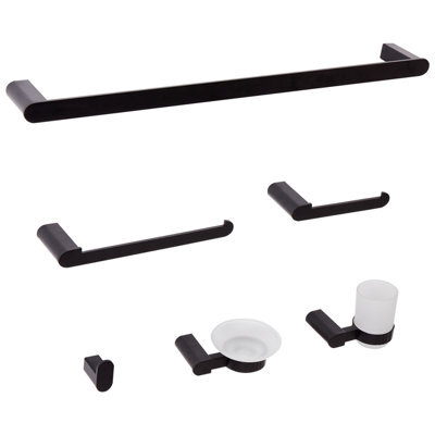 Beliani 6-Piece Bathroom Hardware Set Paracas With Towel Bars And Hooks Black - image 1