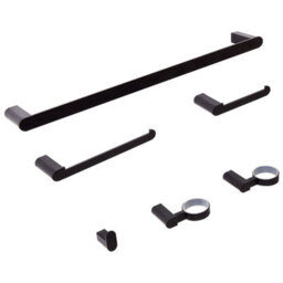 Beliani 6-Piece Bathroom Hardware Set Paracas With Towel Bars And Hooks Black - thumbnail 4