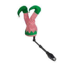 Three Kings Velvet Effect Kicking Elf Legs Christmas Decoration, (H)350mm - Red, White & Green - thumbnail 2