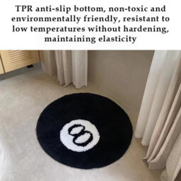 100Cm Round Tufted Area Rug, Black White Number 8 Pattern Circular Soft Plush Floor Mat, Non Slip Carpet For Bedroom Living Room - thumbnail 4