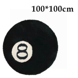 100Cm Round Tufted Area Rug, Black White Number 8 Pattern Circular Soft Plush Floor Mat, Non Slip Carpet For Bedroom Living Room - thumbnail 3