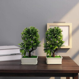 2Pcs Artificial Bonsai Tree Fake Plants  Japanese Bonsai Decoration Artificial Plant Potted Faux Pine Plants For Indoor Decorative - thumbnail 4