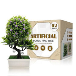 2Pcs Artificial Bonsai Tree Fake Plants  Japanese Bonsai Decoration Artificial Plant Potted Faux Pine Plants For Indoor Decorative