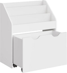 Songmics Children's Bookshelf, Children's Shelf, Toy Shelf, With 3 Shelves, Storage Box On Wheels, Multifunctional, Cloud White - thumbnail 6