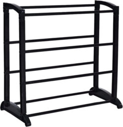 Cuqoo 4 Tier Metal Shoe Rack Expandable Heavy Duty 15 Pair Shoe Storage Stand For Hallway Or Bedroom Easy No Tools Assembly Black