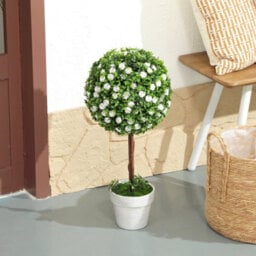 White Set Of 2 Artificial Plants Fake Flowers In Pot - thumbnail 5