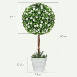 White Set Of 2 Artificial Plants Fake Flowers In Pot - thumbnail 2